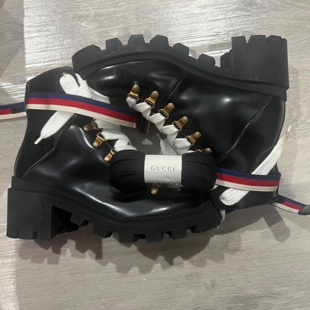 Gucci Sylvie Web Leather Bootie